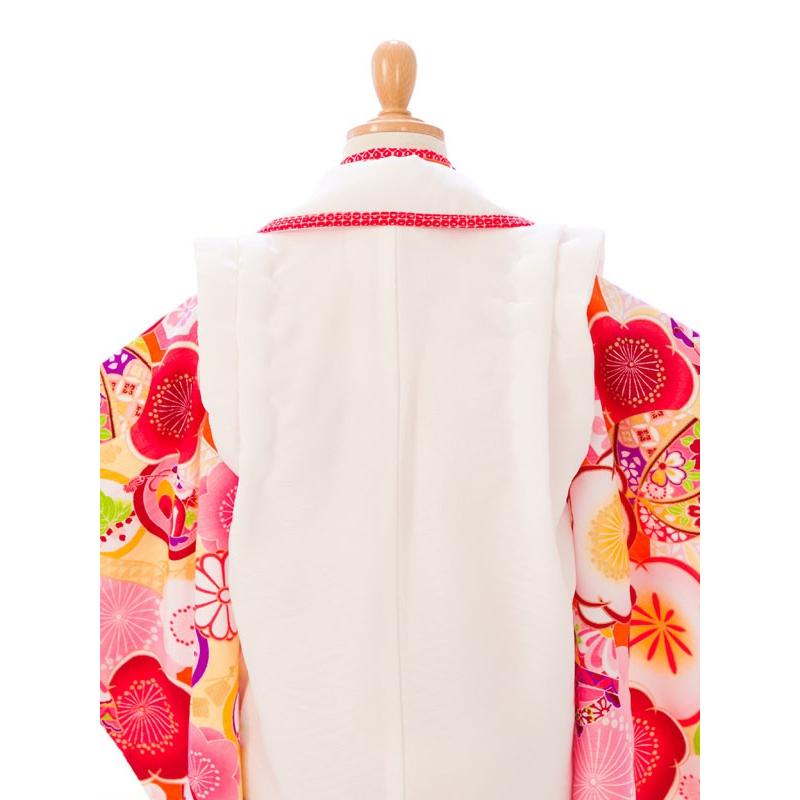 美品式部浪漫♡七五三3歳♡被布着物9点セット♡日本製♡オレンジ系♡白被布 式部浪漫 ｜七五三着物3歳 女の子(被布)フルセット（イエロー