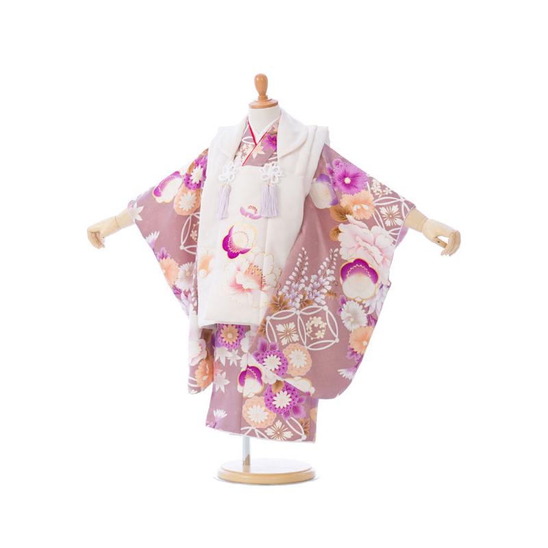 被布セット| 七五三着物3歳 女の子(被布)フルセット(パープル系