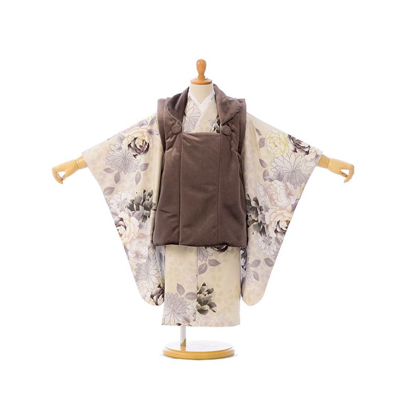 被布セット|90〜100cm|七五三着物3歳|女の子(被布)フルセット(茶色系