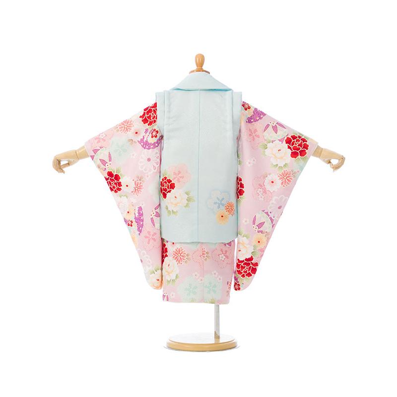 被布セット|花うさぎ|90〜100cm|七五三着物3歳|女の子(被布)フルセット
