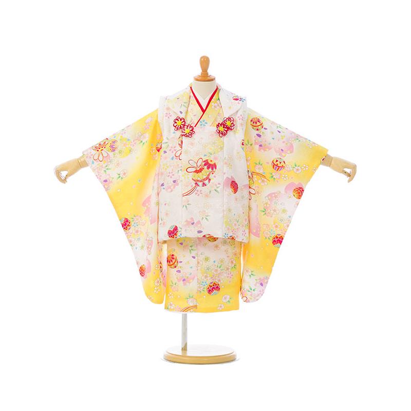 被布セット|90〜100cm|七五三着物3歳|女の子(被布)フルセット(黄系