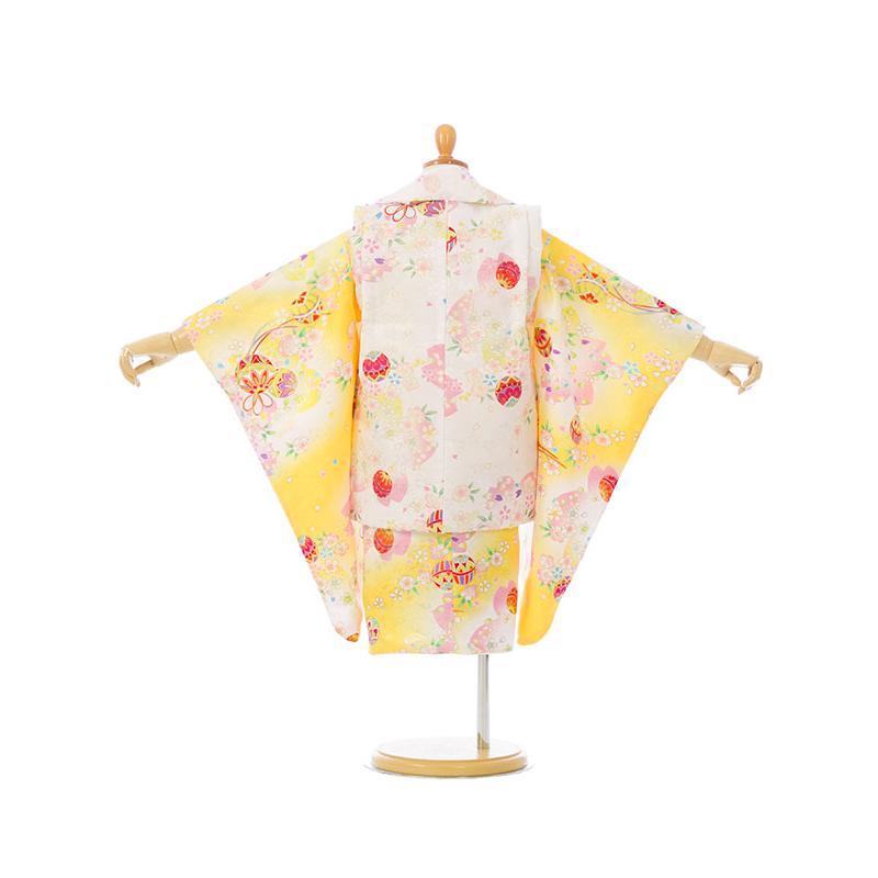 被布セット|90〜100cm|七五三着物3歳|女の子(被布)フルセット(黄系