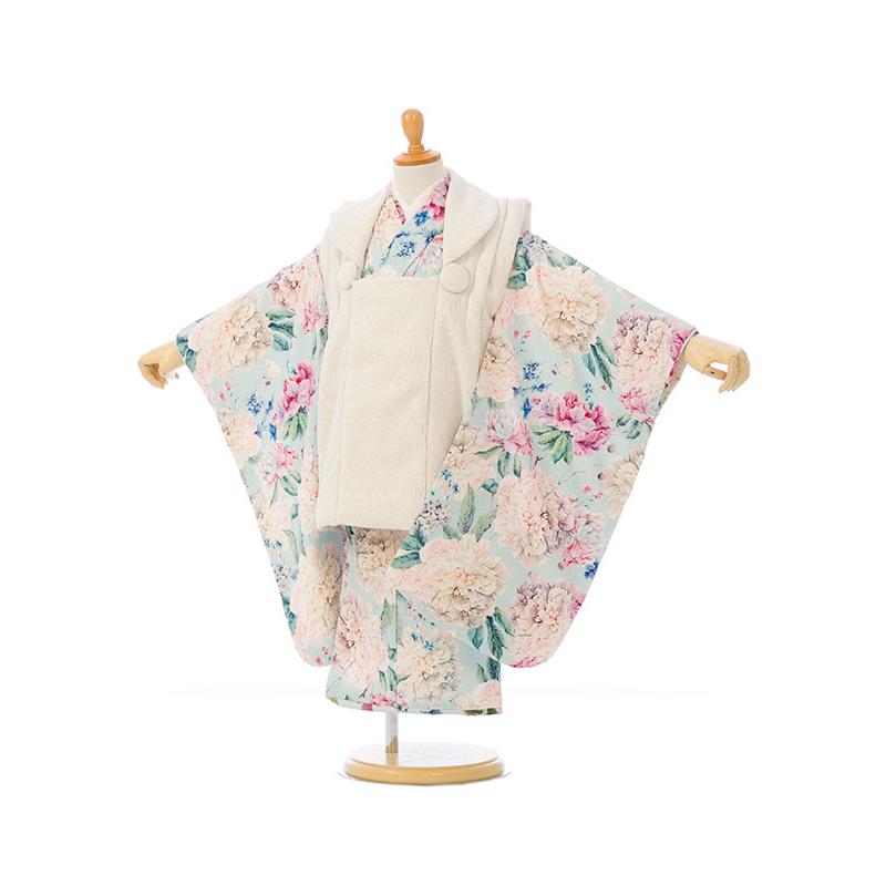 被布セット|90〜100cm|七五三着物3歳|女の子(被布)フルセット(水色系