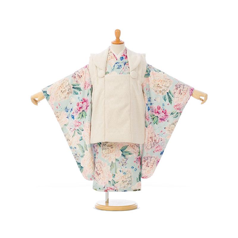 被布セット|90〜100cm|七五三着物3歳|女の子(被布)フルセット(水色系