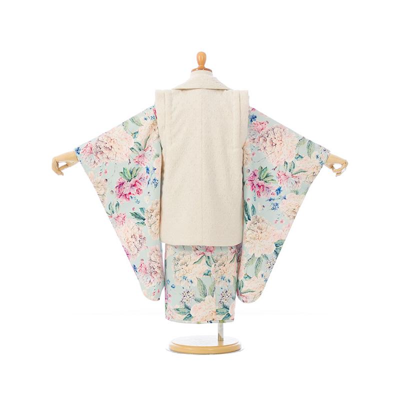 被布セット|90〜100cm|七五三着物3歳|女の子(被布)フルセット(水色系