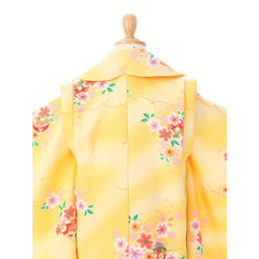 新品　女の子 七五三 3歳 被布 着物セット イエロー 3歳 桜鈴柄の七五三着物3歳 女の子(被布)フルセット（イエロー系