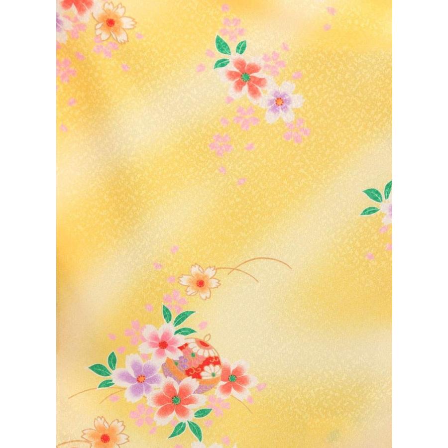 3歳 桜鈴柄の七五三着物3歳 女の子(被布)フルセット（イエロー系