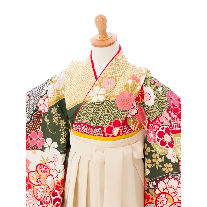卒園袴|式部浪漫|110〜120cm|卒園式袴レンタルフルセット(緑系)|女の子