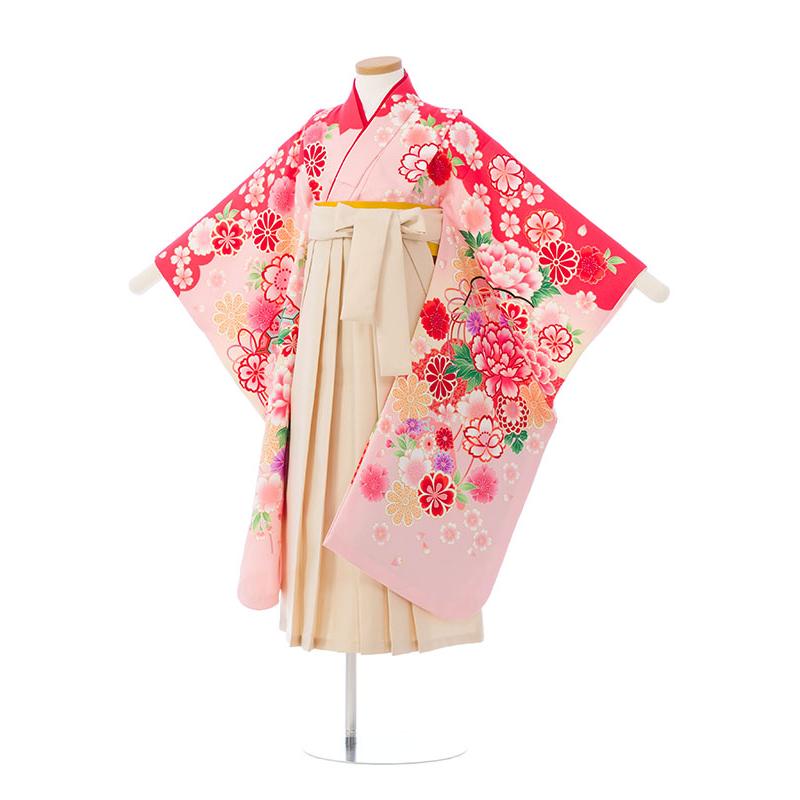 【mii】袴 ダリアベージュ ピンク 卒園 110cm オンライン完売品 卒園袴|110〜120cm|卒園式袴レンタルフルセット(ピンク系)|女の子(卒園