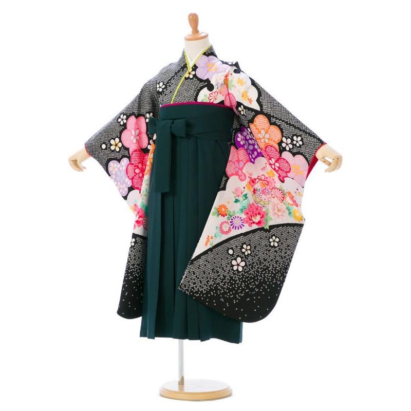 七五三 3歳女の子 着物・袴セット ハイカラさん 黒鹿子柄 うさぎと桜