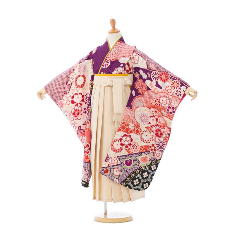 卒園袴|式部浪漫|110〜120cm|卒園式袴レンタルフルセット(紫系)|女の子