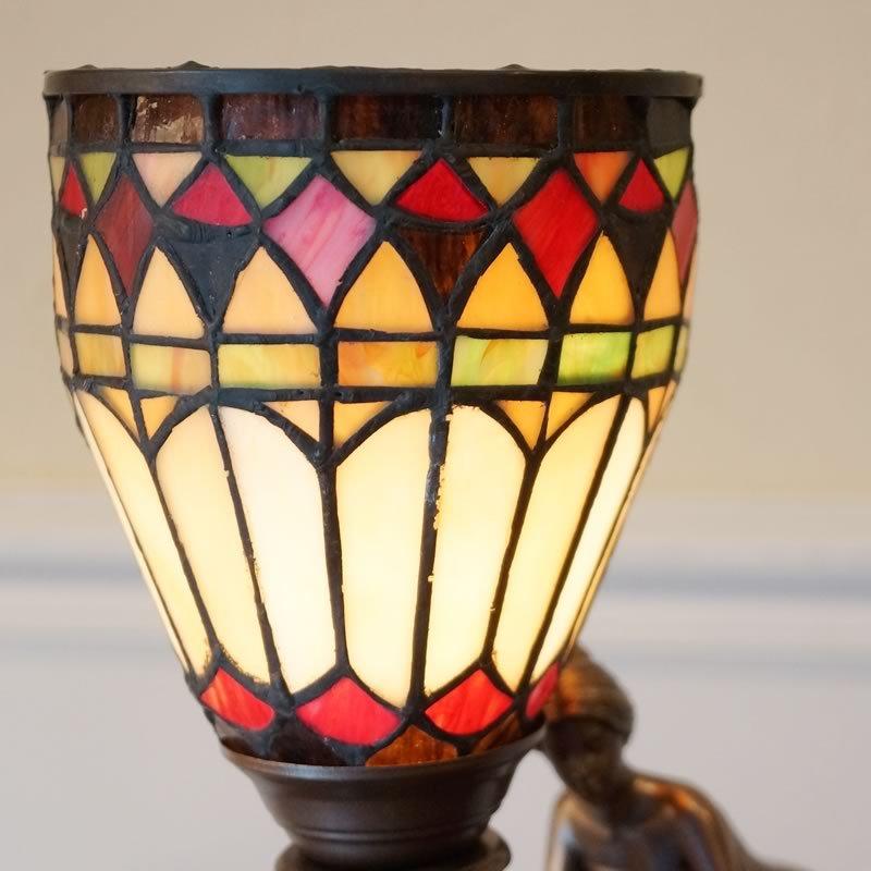 ステンドグラスランプ ブロンズ像風 女性 送料無料 : 輸入家具・雑貨の