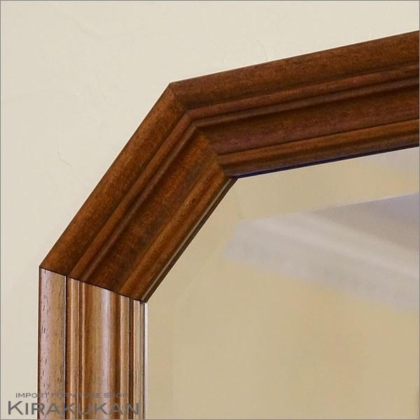 【良品】アンティーク イタリア製 八角 壁掛 姿見 イタリア製 姿見ミラー 鏡 壁掛け 全身 八角ミラー ブルー