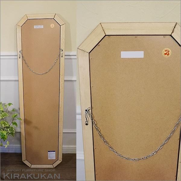 イタリア製 姿見ミラー 鏡 壁掛け 全身 八角ミラー シンプル