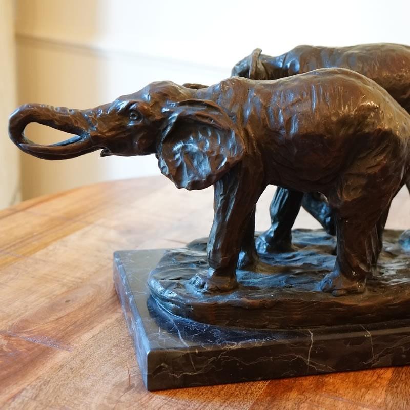 THEODORE ALEXANDER USA 2頭の象 ブロンズ像 送料無料 : 輸入家具