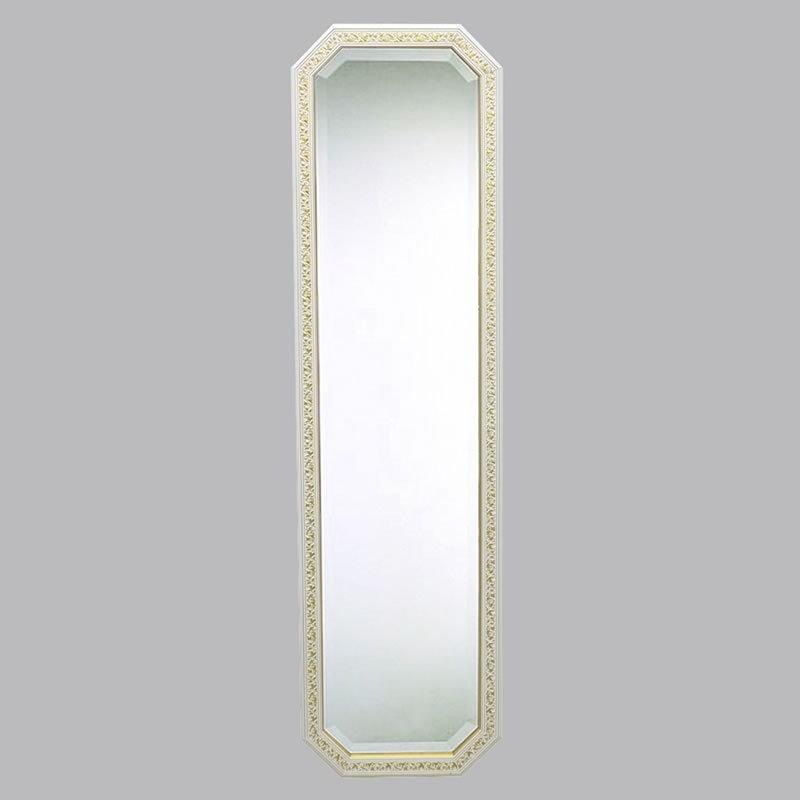 イタリア製 姿見ミラー 鏡 壁掛け 全身鏡 八角ミラー ホワイト＆ゴールド アンティーク仕上げ