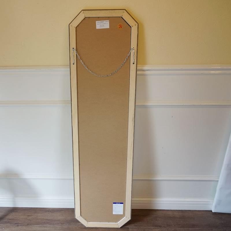 イタリア製 姿見ミラー 鏡 壁掛け 全身鏡 八角ミラー ホワイト