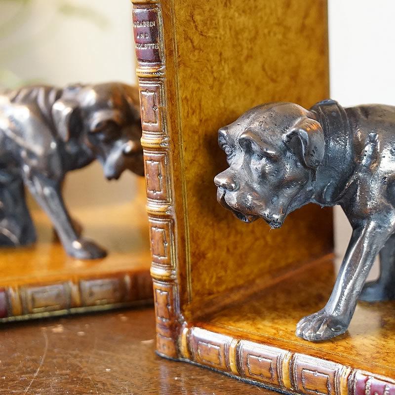 イギリス製 ブックエンド ボクサー犬 ブック型 置物 ドッグ オブジェ