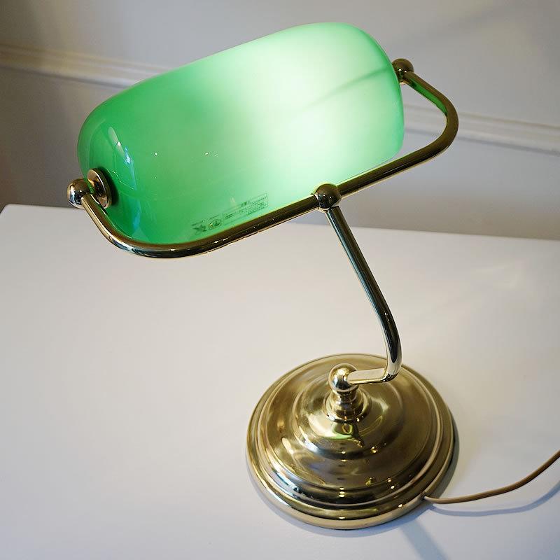イタリア製 バンカーズランプ 真鍮 ブラス製 グリーン 送料無料 テーブルランプ アンティーク 照明器具 バンカーズライト｜e-kirakukan｜02