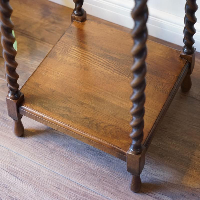 アンティーク家具 リプロダクト 花台 木製 ツイスト脚 サイドテーブル