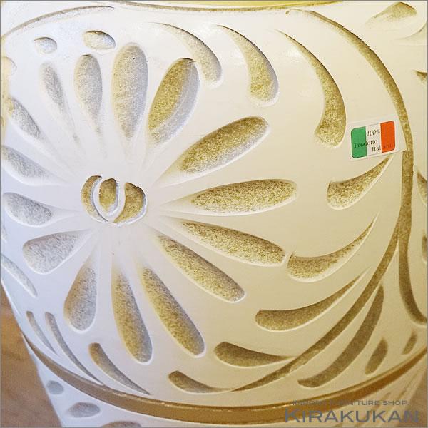 イタリア製 アンブレラスタンド 傘立て 陶器 白 ホワイト 手彩色 大