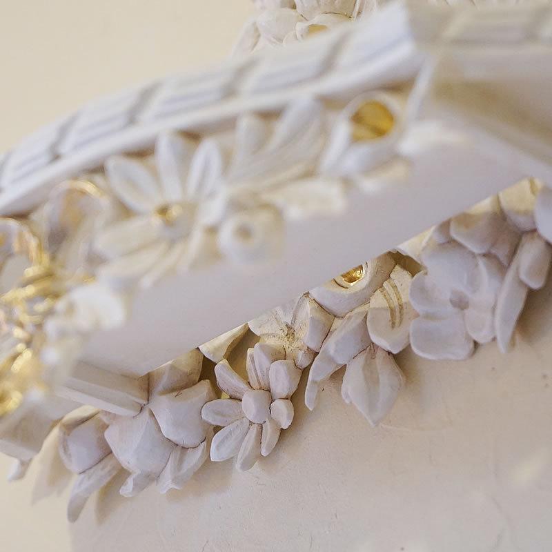 イタリア製 壁掛け 壁飾り レリーフ コンソール付 棚付 フラワー