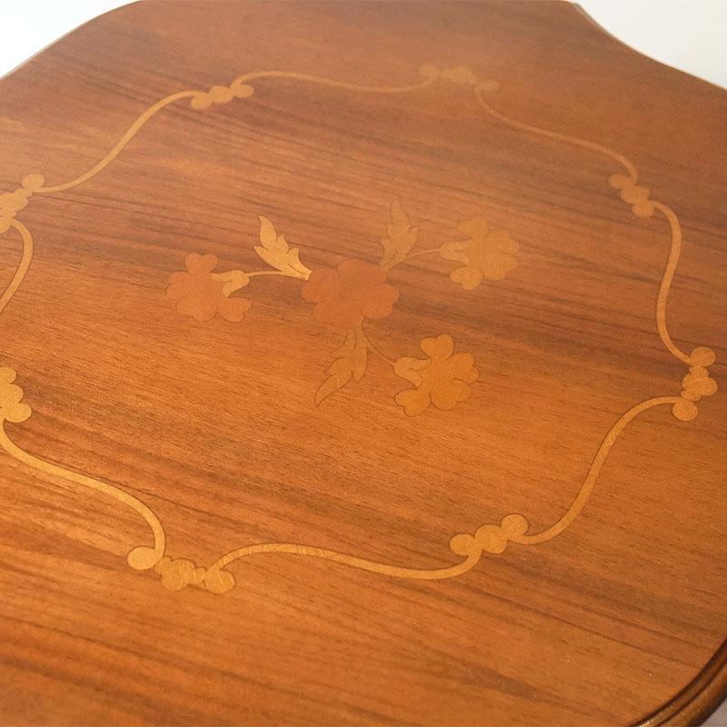 イタリア家具 コーヒーテーブル ブラウン 木製 象嵌半艶仕上げ 組立式