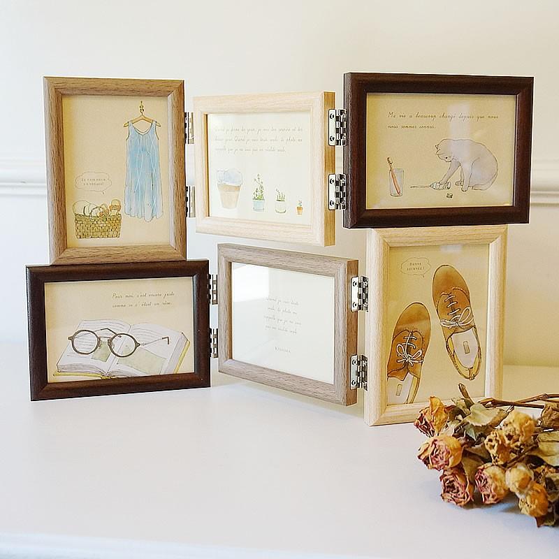 フォトフレーム 写真立て ブラン インテリアフレーム 多面 6面 木調