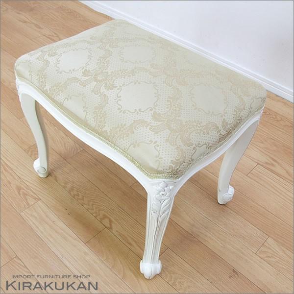 イタリア家具 ロココ調 スツール オットマン 白家具 姫家具 美品