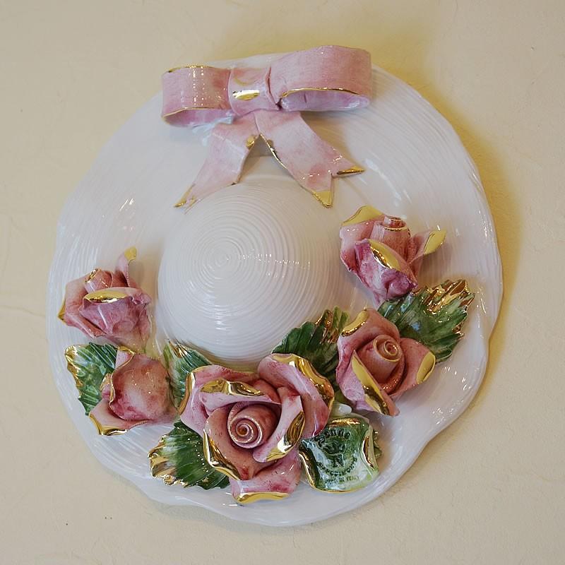 イタリア製 壁飾り 帽子 薔薇 陶器製 壁掛け 輸入雑貨 薔薇雑貨 ウォールデコ 輸入家具 雑貨の専門店 E木楽館 通販 Yahoo ショッピング