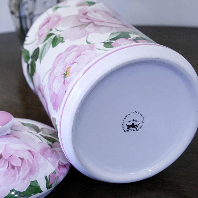 生活雑貨 トイレポット＆トイレブラシ セット 陶器 ピンクローズ