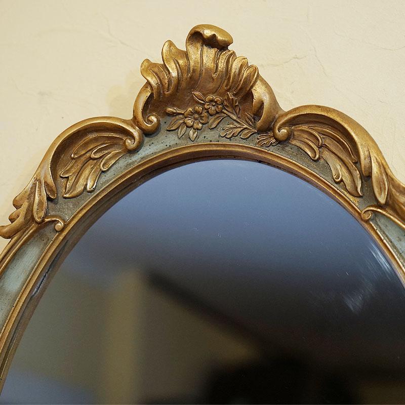 アンティーク クラシックオーバル型壁掛け鏡 ゴールド ミラー 鏡 壁掛け アンティーク クラシック壁掛けミラー オーバル