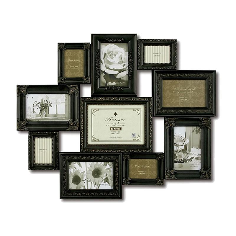 ファミリー１０窓 フォトフレーム 写真立て 壁掛け アンティークブラック色 インテリア 雑貨 おしゃれ 雑貨 Df 輸入家具 雑貨の専門店 E木楽館 通販 Yahoo ショッピング