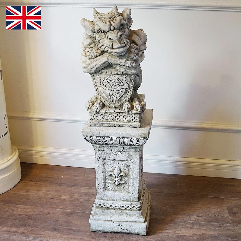 ガーゴイル E & ローマンスタンドセット 英国製 UK 置物 盾柄