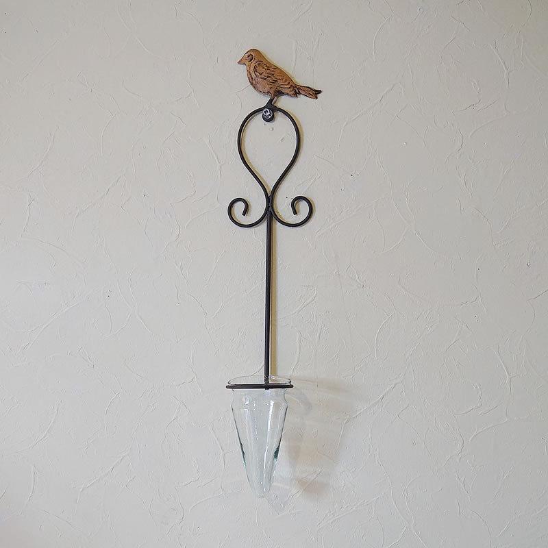 本日特価 花瓶 壁掛け おしゃれ フラワーベース ガラス イエローバード アイアン 人気 一輪挿し 花器 Aynaelda Com