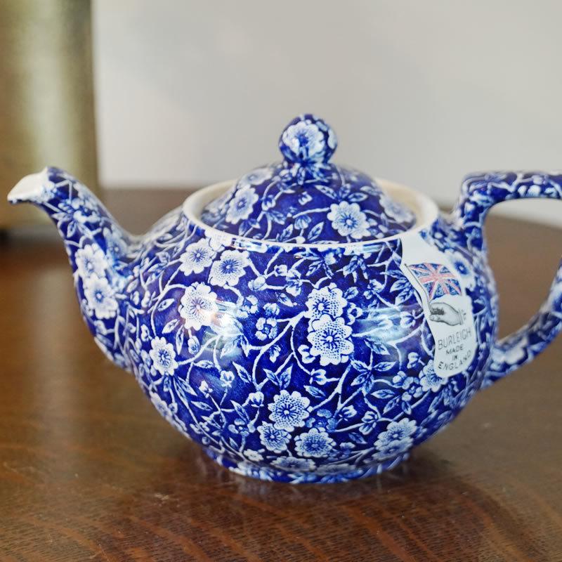 レア Burleigh バーレイ Blue Calico キャリコ 塩胡椒入れ BURLEIGH（バーレイ） Calico ブルーキャリコ バーレイ社 ティーポット