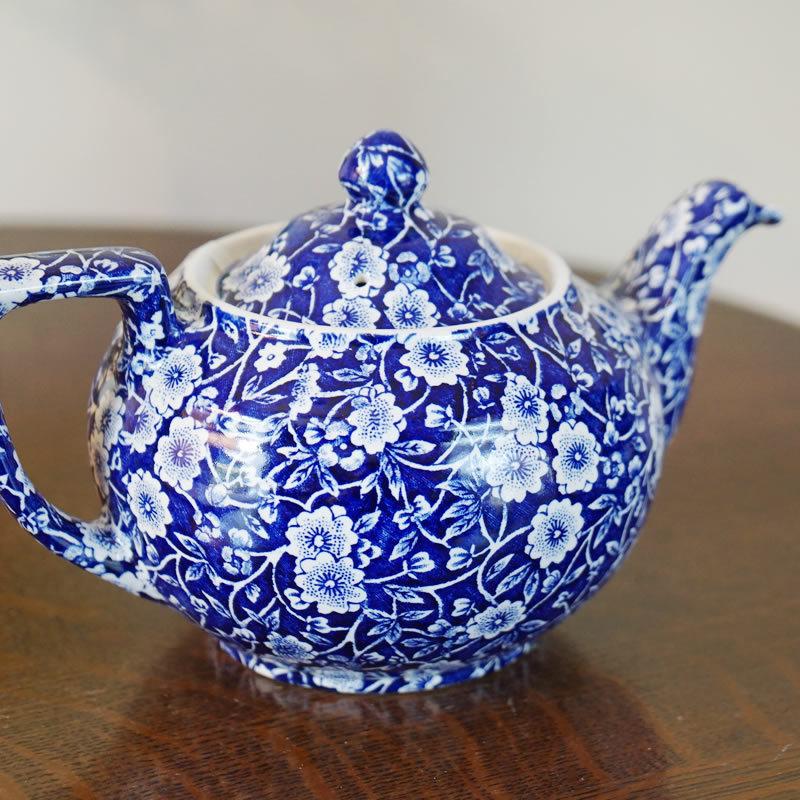 イギリス BURLEIGH バーレイ ブルーキャリコ 蓋付きジャー 廃番品 イギリス BURLEIGH バーレイ ブルーキャリコ 蓋付きジャー 廃番
