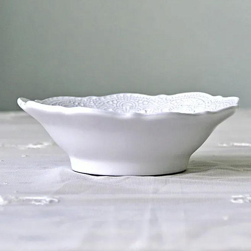 生活雑貨 ラ セラミカ メルレット ホワイト レース ボウル イタリア製