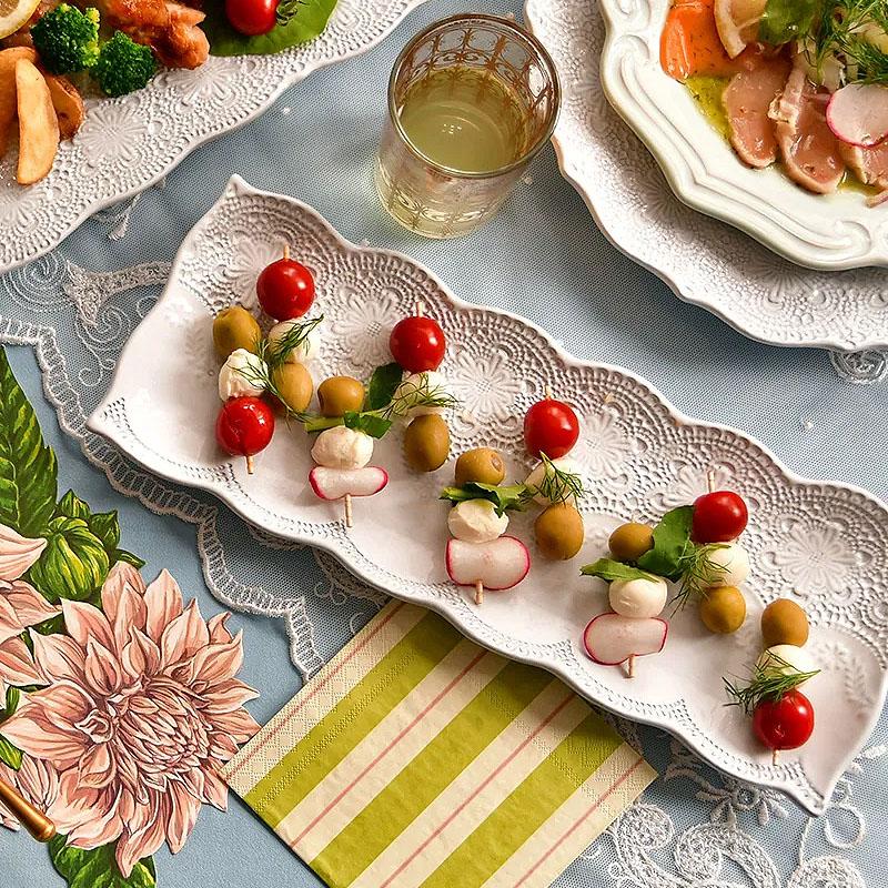 ラ セラミカ メルレット ホワイト レース レクタングルプレート プレート皿 イタリア製 陶器製 皿 プレート 食洗機・電子レンジ・オーブン可 おしゃれ_10