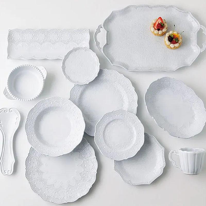 ラ セラミカ メルレット ホワイト レース レクタングルプレート プレート皿 イタリア製 陶器製 皿 プレート 食洗機・電子レンジ・オーブン可 おしゃれ_11