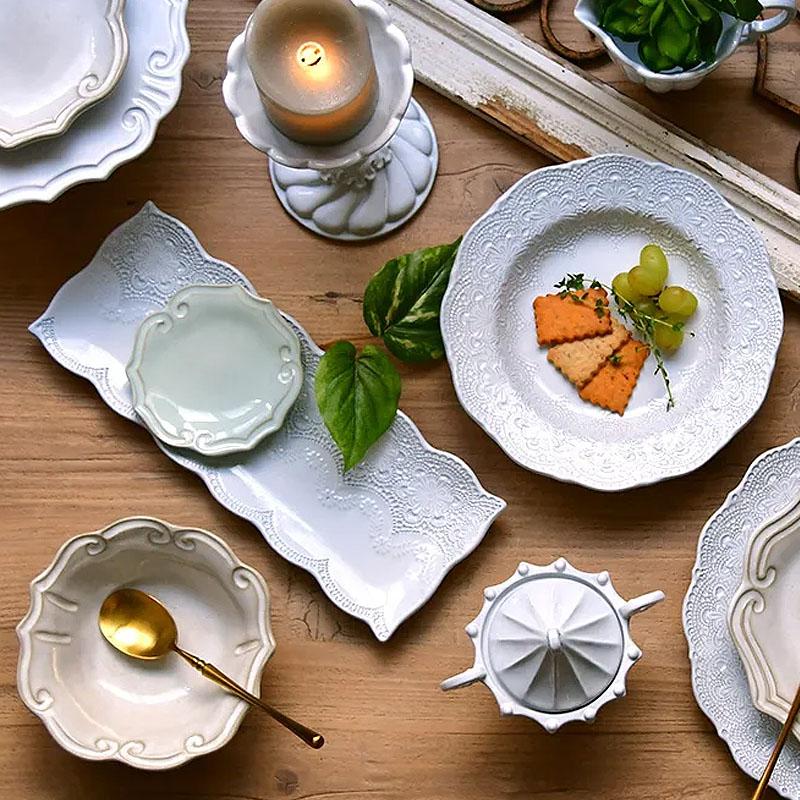 ラ セラミカ メルレット ホワイト レース レクタングルプレート プレート皿 イタリア製 陶器製 皿 プレート 食洗機・電子レンジ・オーブン可 おしゃれ_8