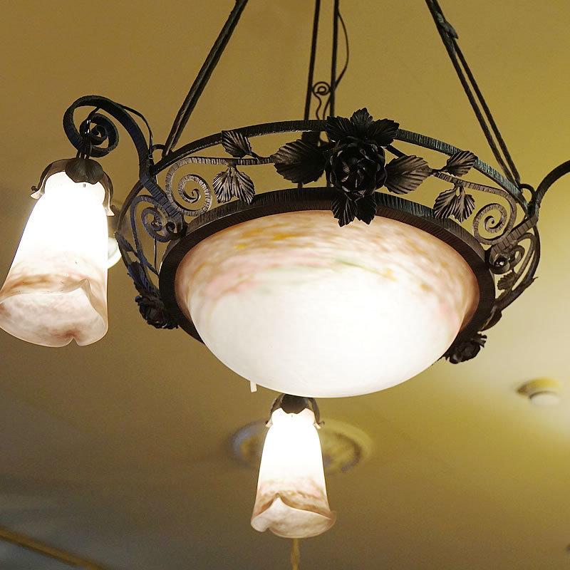 アンティーク アイアン ミューラー兄弟 約1920シャンデリア アンティーク アイアン ミューラー兄弟 約1920シャンデリア