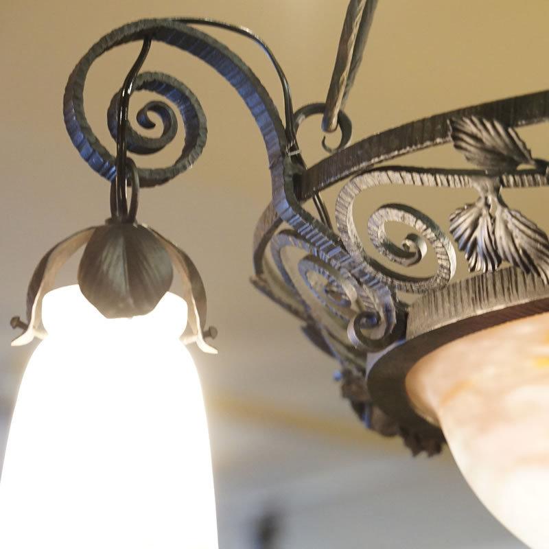 アンティーク アイアン ミューラー兄弟 約1920シャンデリア