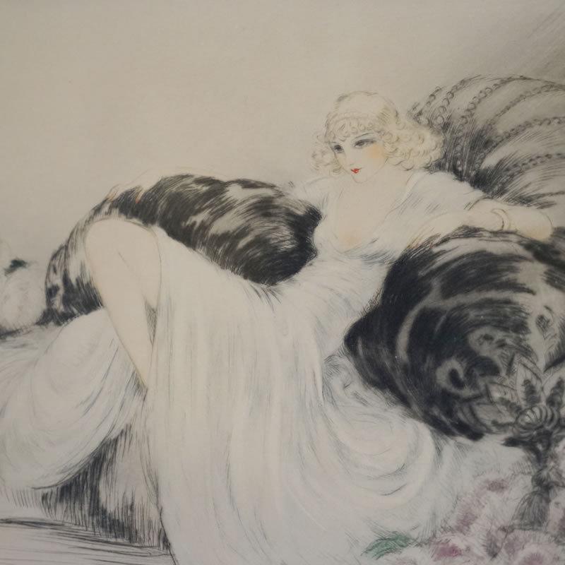 アンティーク美人版画2点イカール調