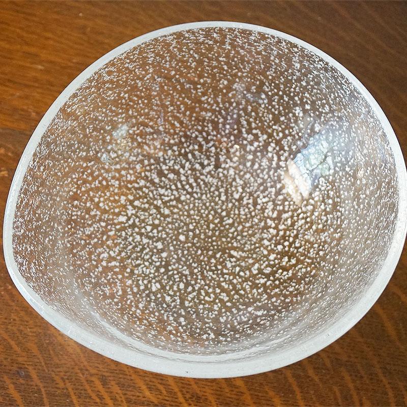 ヴィンテージ ガラス鉢 器 片口風 作家物 浅井慎平作 銀散らし仕上げ