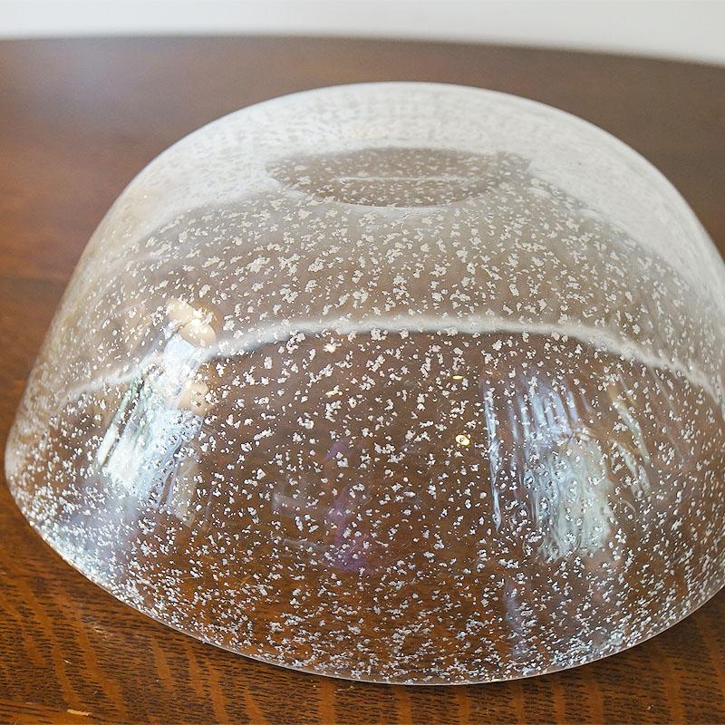 ヴィンテージ ガラス鉢 器 片口風 作家物 浅井慎平作 銀散らし仕上げ