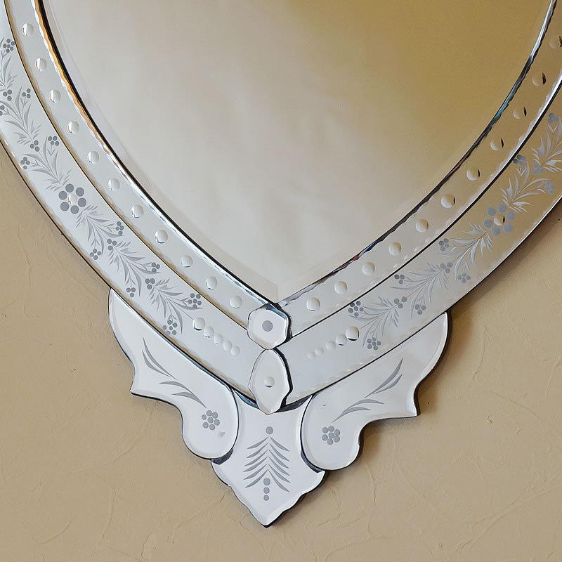 ミラー 壁掛けミラーおしゃれ ベネチアンミラー ハート型 エッチング