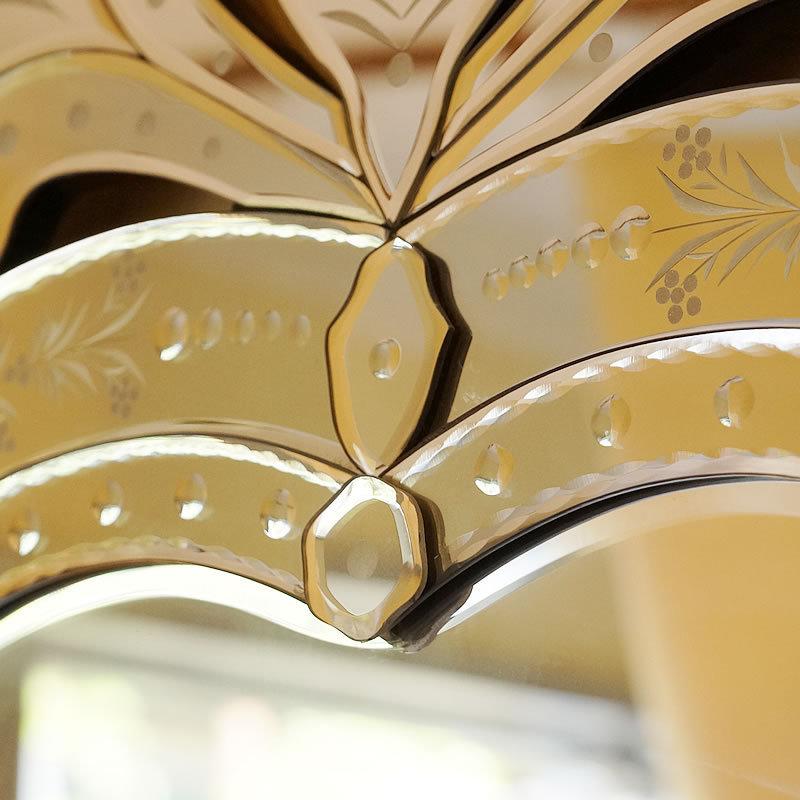 ミラー 壁掛けミラーおしゃれ ベネチアンミラー ハート型 エッチング