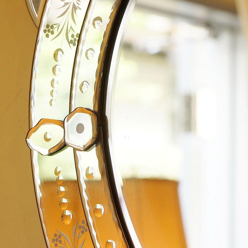 ミラー 壁掛けミラーおしゃれ ベネチアンミラー ハート型 エッチング