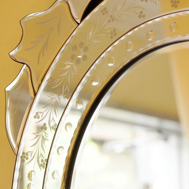 ミラー 壁掛けミラーおしゃれ ベネチアンミラー ハート型 エッチング